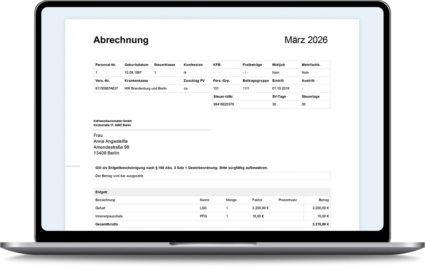 Lohnabrechnung Laptop